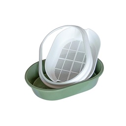 [OZLG] OzPet Cat Litter Tray Set 3 piece Oval set Green